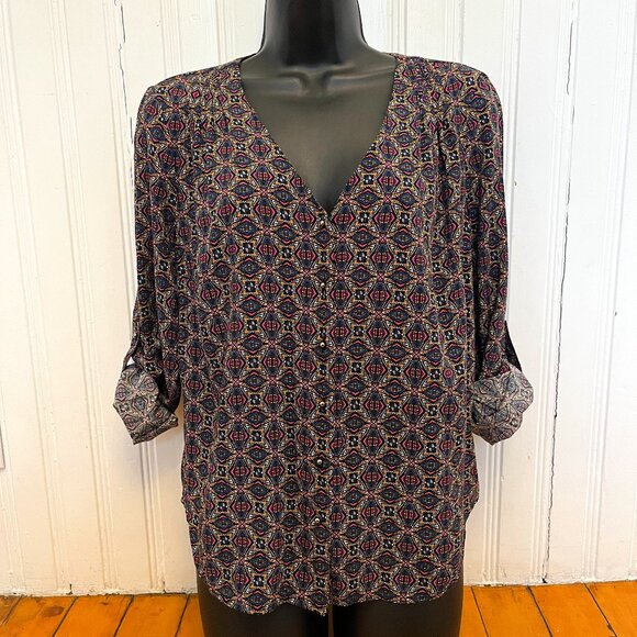 Daniel Rainn Multicolour Print Button Front Blouse, Size Medium Petite - Picture 1 of 10
